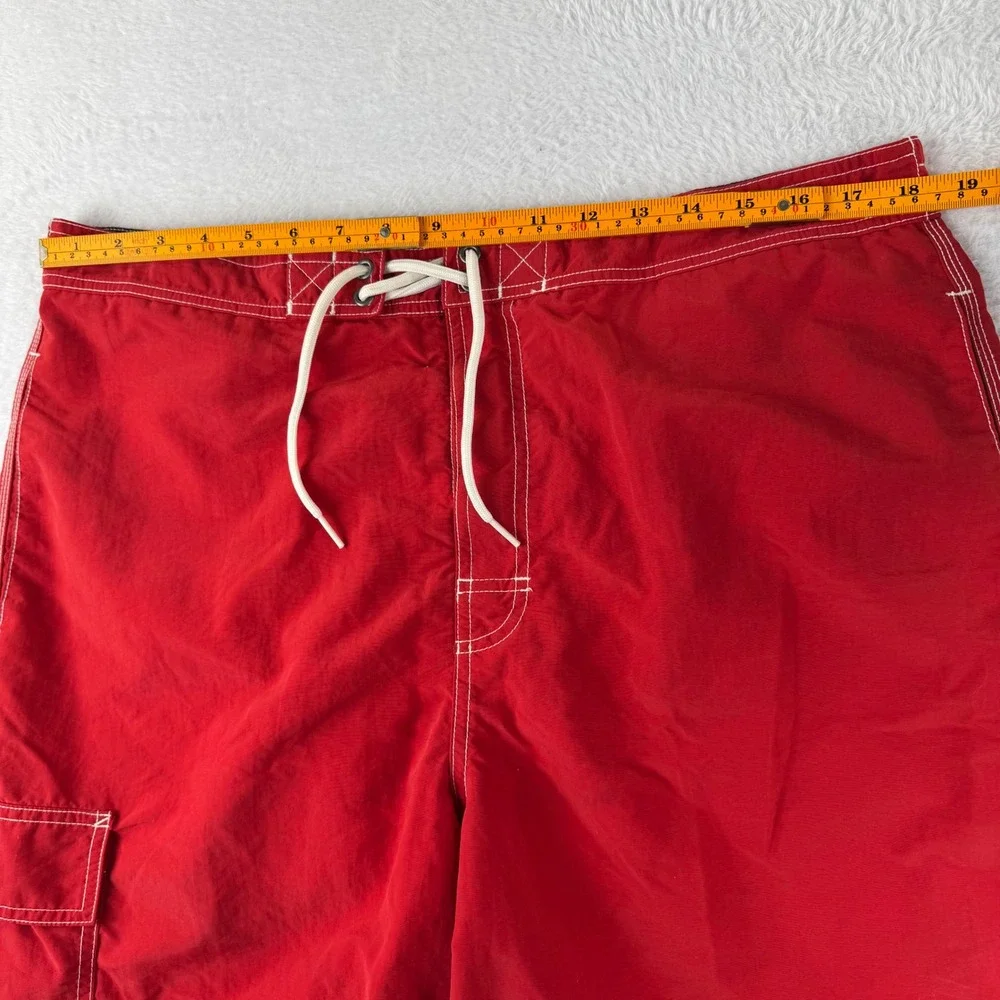 Vintage Polo Ralph Lauren Swim Trunks Men XL Red Board Shorts Cargo Pocket Nylon